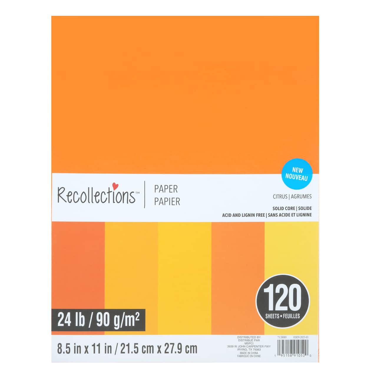 8.5" x 11" Mixed 24lb. Solid Core Paper Pack by Recollections™, 120 Sheets